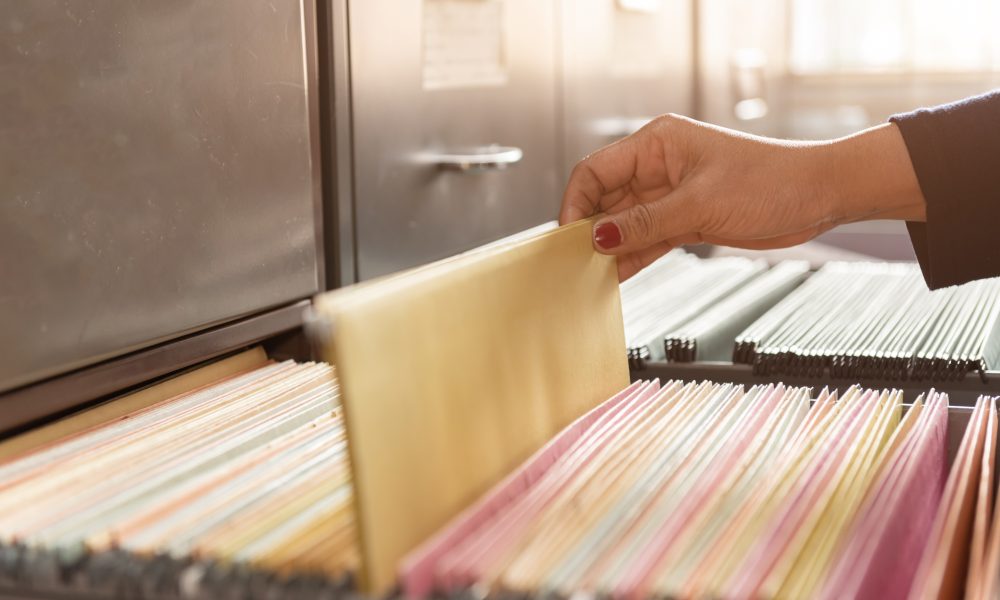 Important documents in files placed in the filing cabinet