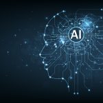 Electronic brain and Concept of artificial intelligenceAI - HospitalityLawyer.com® Electronic brain and Concept of artificial intelligence(AI). Graphic of a digital brain and Human head outline made from circuit board, connecting on dark blue background.