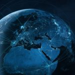 Global Network - Global Business Flight Routes Connection Lines - Blue - HospitalityLawyer.com®