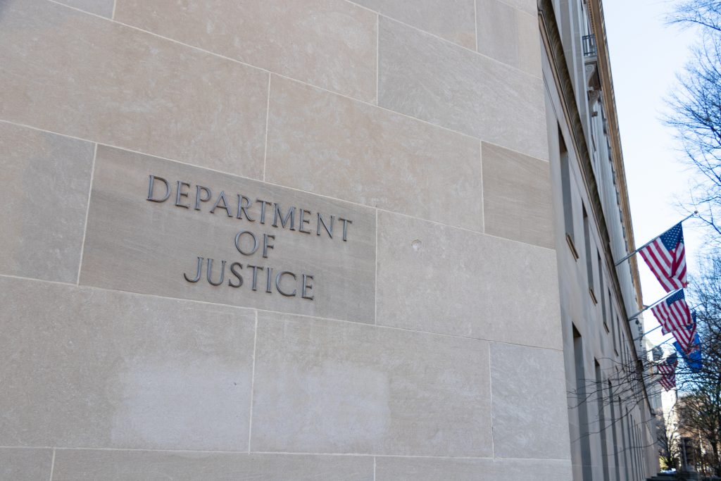 Department of Justice Sign - Washington DC - HospitalityLawyer.com®